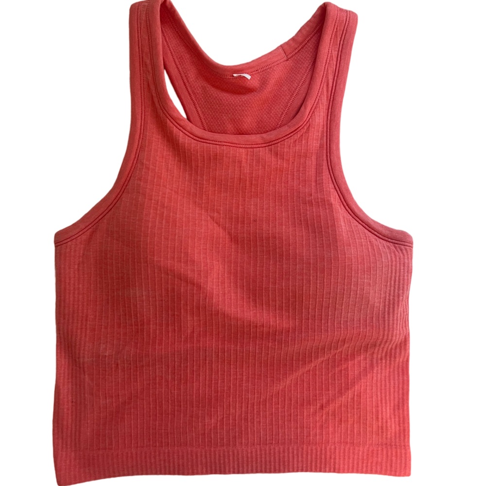 Lululemon Ebb to Street Cropped Racerback Tank Top size 6 in a coral color